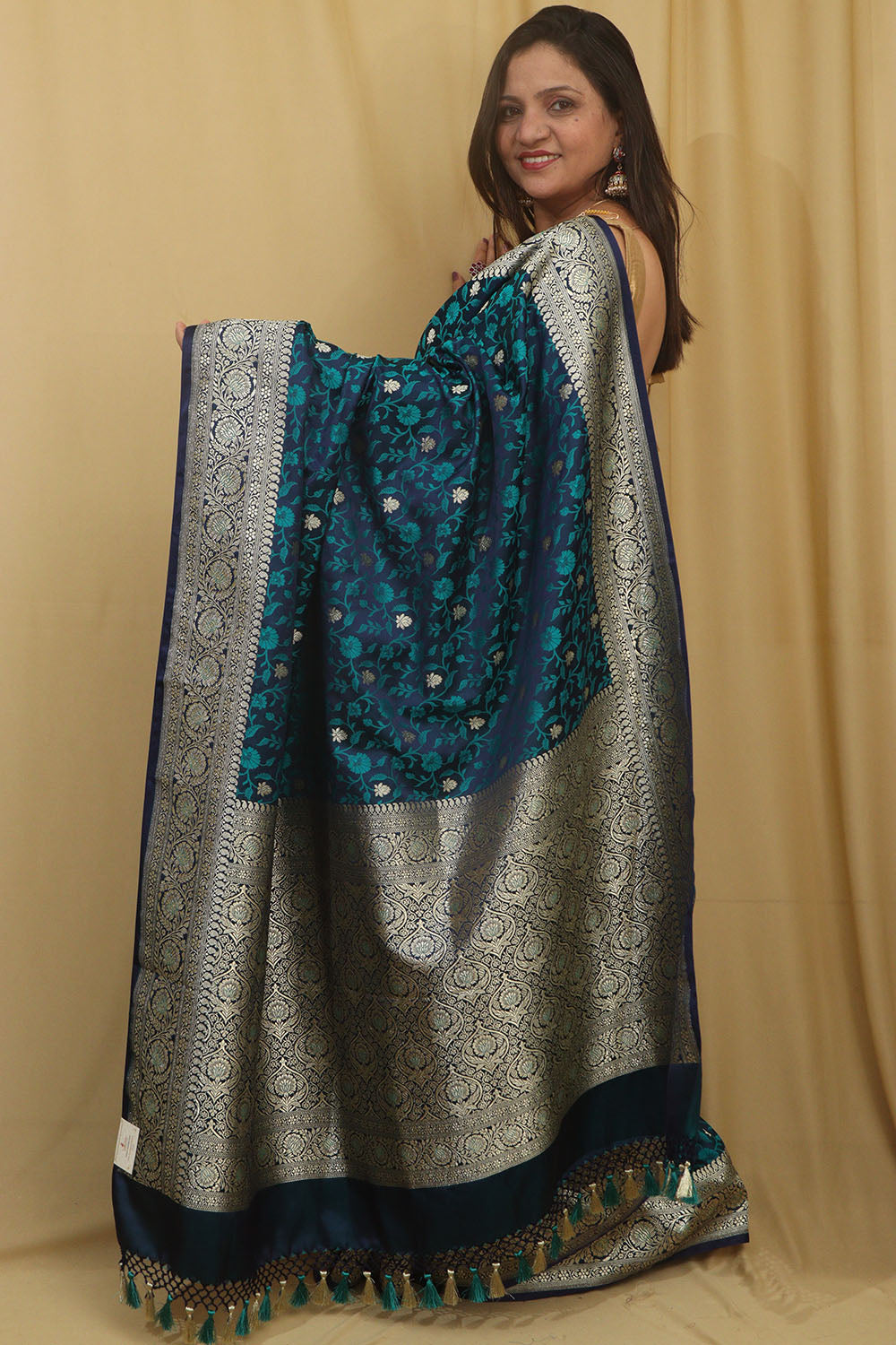 Royal Blue Banarasi Silk Saree - Elegant and Timeless - Luxurion World