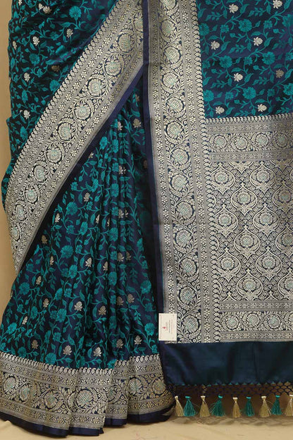 Royal Blue Banarasi Silk Saree - Elegant and Timeless - Luxurion World