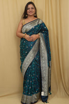 Royal Blue Banarasi Silk Saree - Elegant and Timeless - Luxurion World