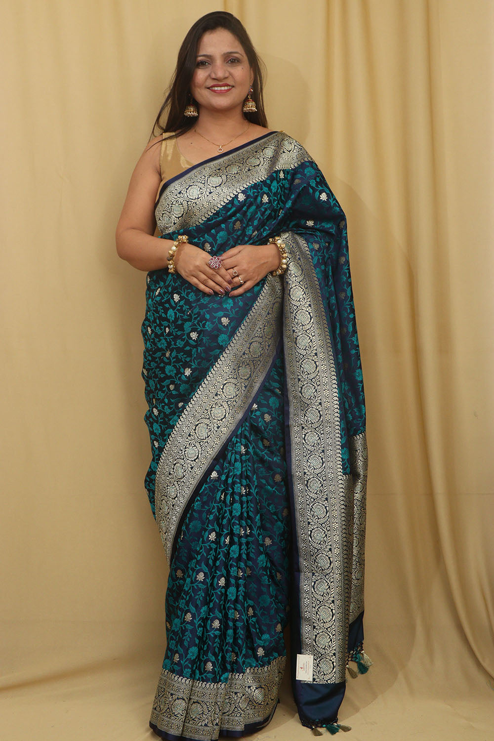 Royal Blue Banarasi Silk Saree - Elegant and Timeless - Luxurion World
