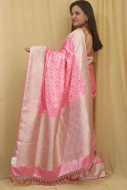 Pretty in Pink: Banarasi Silk Saree - Luxurion World