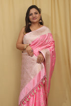 Pretty in Pink: Banarasi Silk Saree - Luxurion World