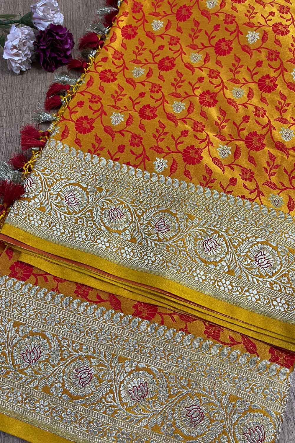Golden Glow: Banarasi Silk Saree - Luxurion World