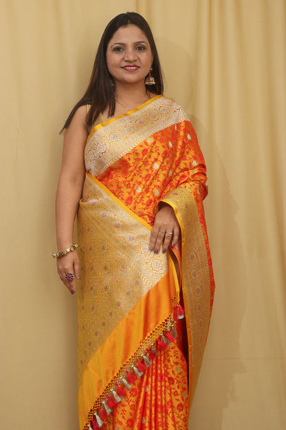 Golden Glow: Banarasi Silk Saree - Luxurion World