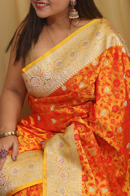 Golden Glow: Banarasi Silk Saree - Luxurion World
