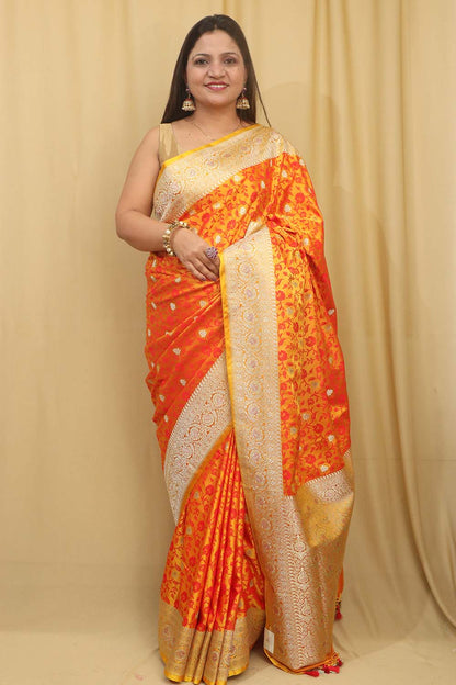 Golden Glow: Banarasi Silk Saree - Luxurion World