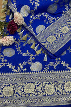 Elegant Blue Banarasi Silk Sona Roopa Saree for Special Occasions - Luxurion World