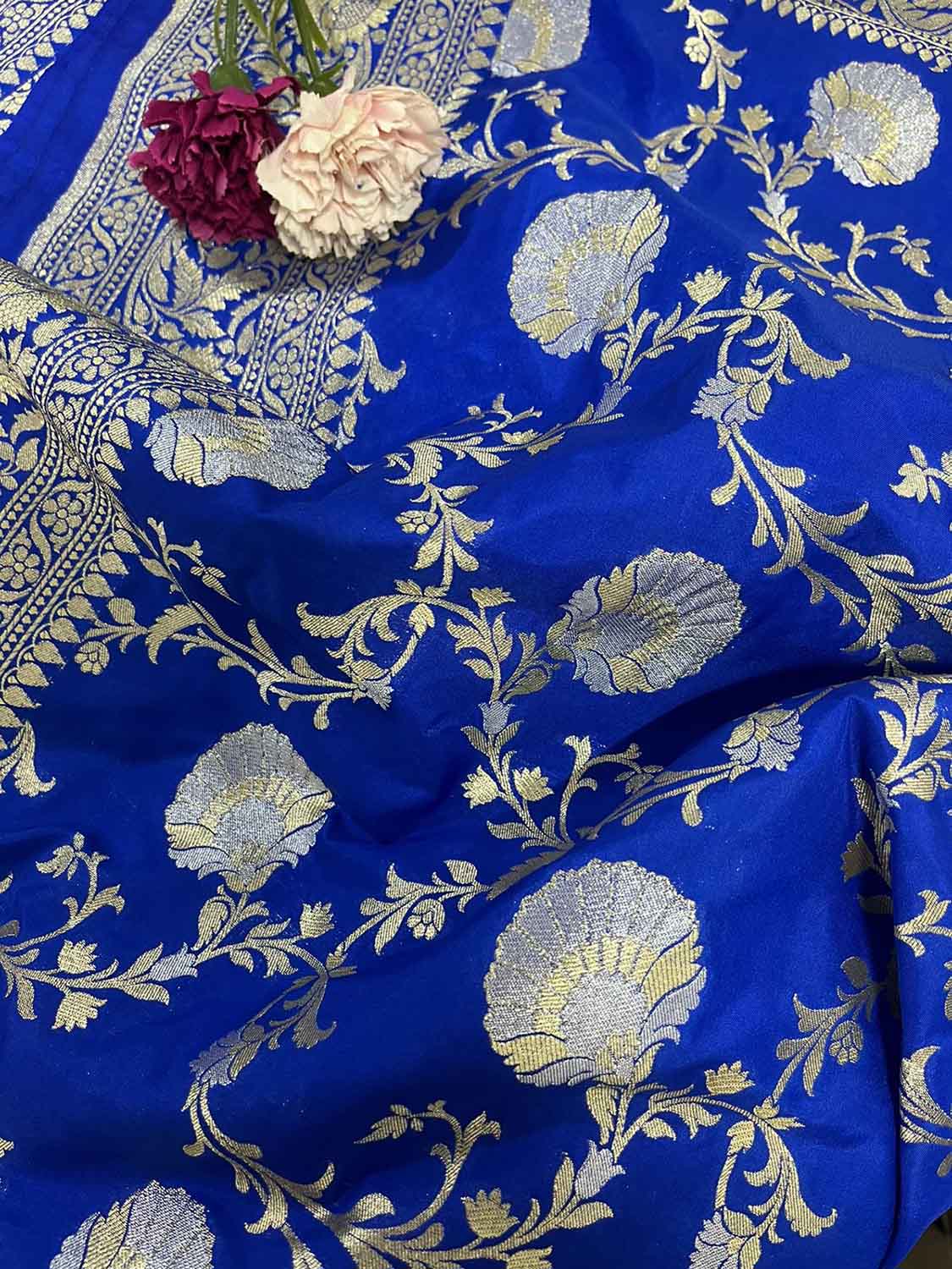 Elegant Blue Banarasi Silk Sona Roopa Saree for Special Occasions - Luxurion World