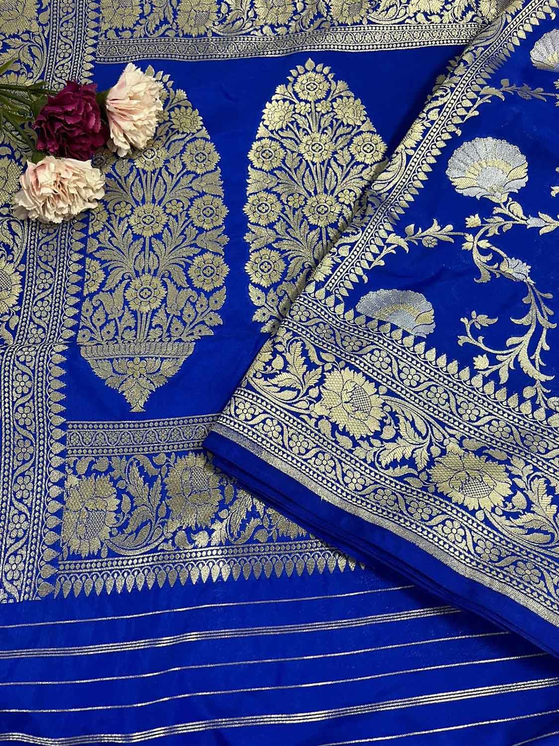 Elegant Blue Banarasi Silk Sona Roopa Saree for Special Occasions - Luxurion World
