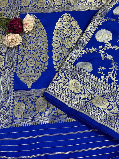 Elegant Blue Banarasi Silk Sona Roopa Saree for Special Occasions - Luxurion World