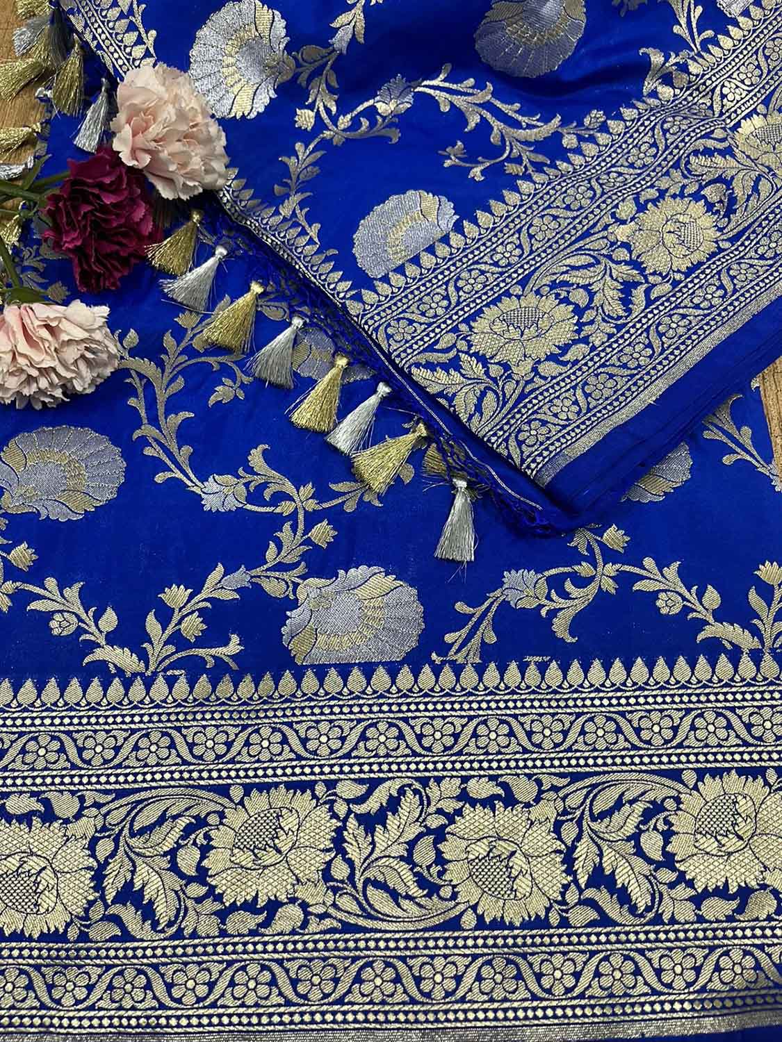 Elegant Blue Banarasi Silk Sona Roopa Saree for Special Occasions - Luxurion World