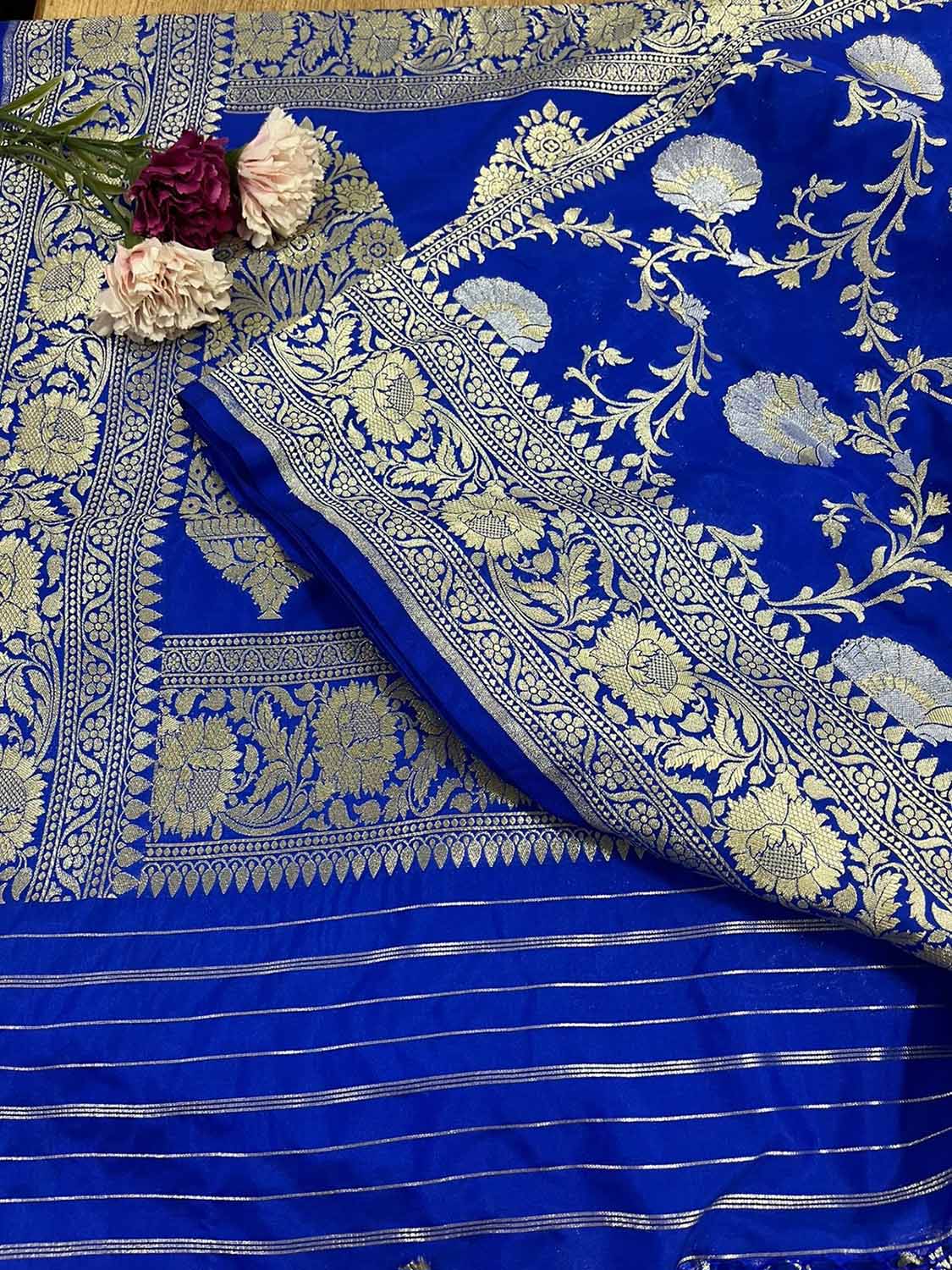 Elegant Blue Banarasi Silk Sona Roopa Saree for Special Occasions - Luxurion World