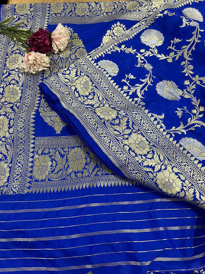 Elegant Blue Banarasi Silk Sona Roopa Saree for Special Occasions - Luxurion World