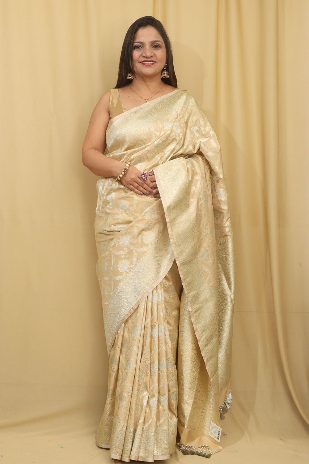 Soft and Elegant Pastel Banarasi Silk Sona Roopa Saree - Luxurion World