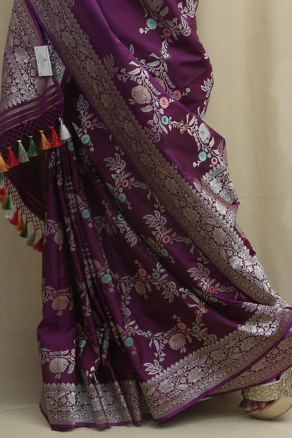 Elegant Purple Banarasi Silk Meenakari Saree - Luxurion World