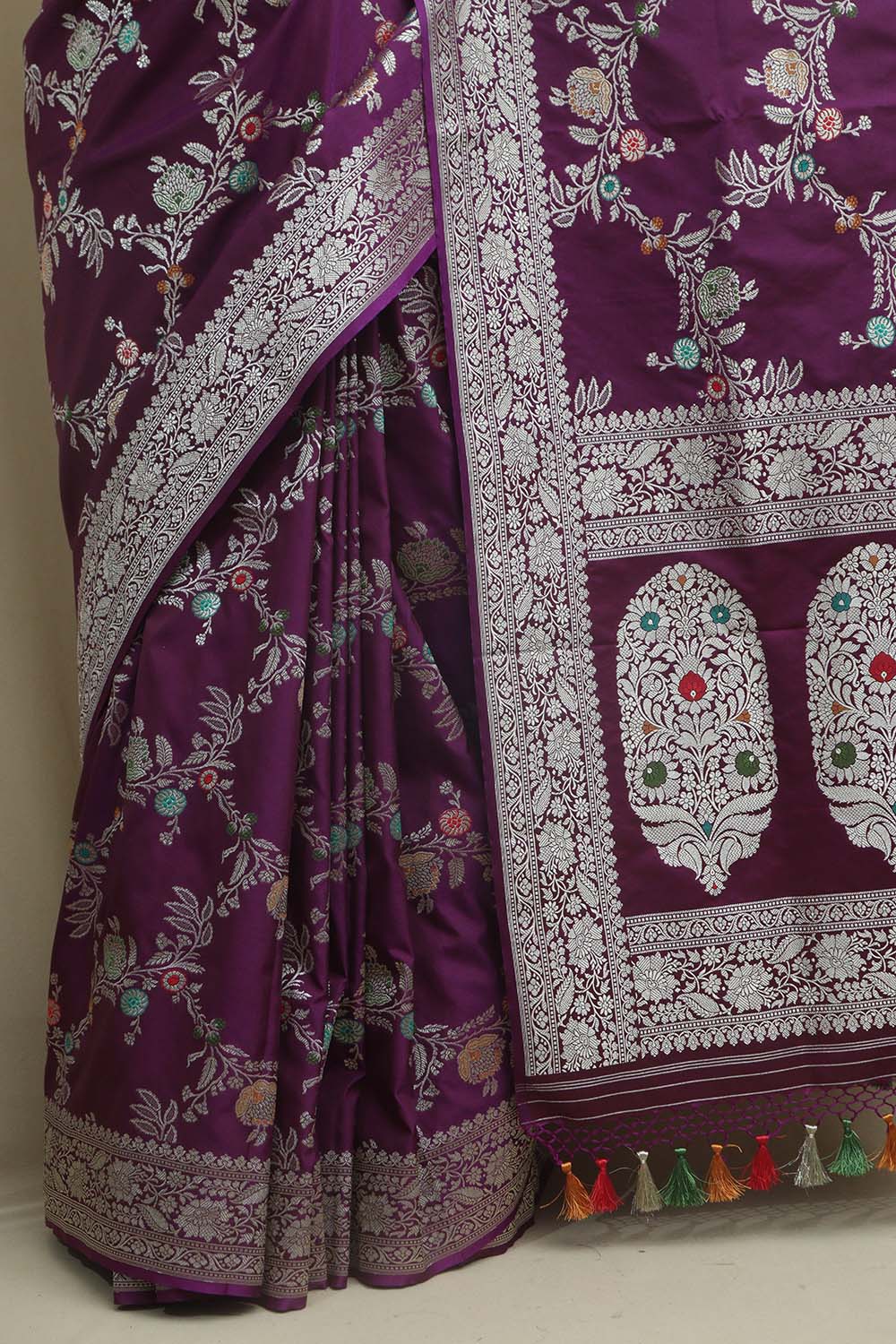 Elegant Purple Banarasi Silk Meenakari Saree - Luxurion World