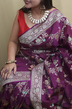 Elegant Purple Banarasi Silk Meenakari Saree - Luxurion World