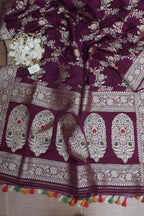 Elegant Purple Banarasi Silk Meenakari Saree - Luxurion World