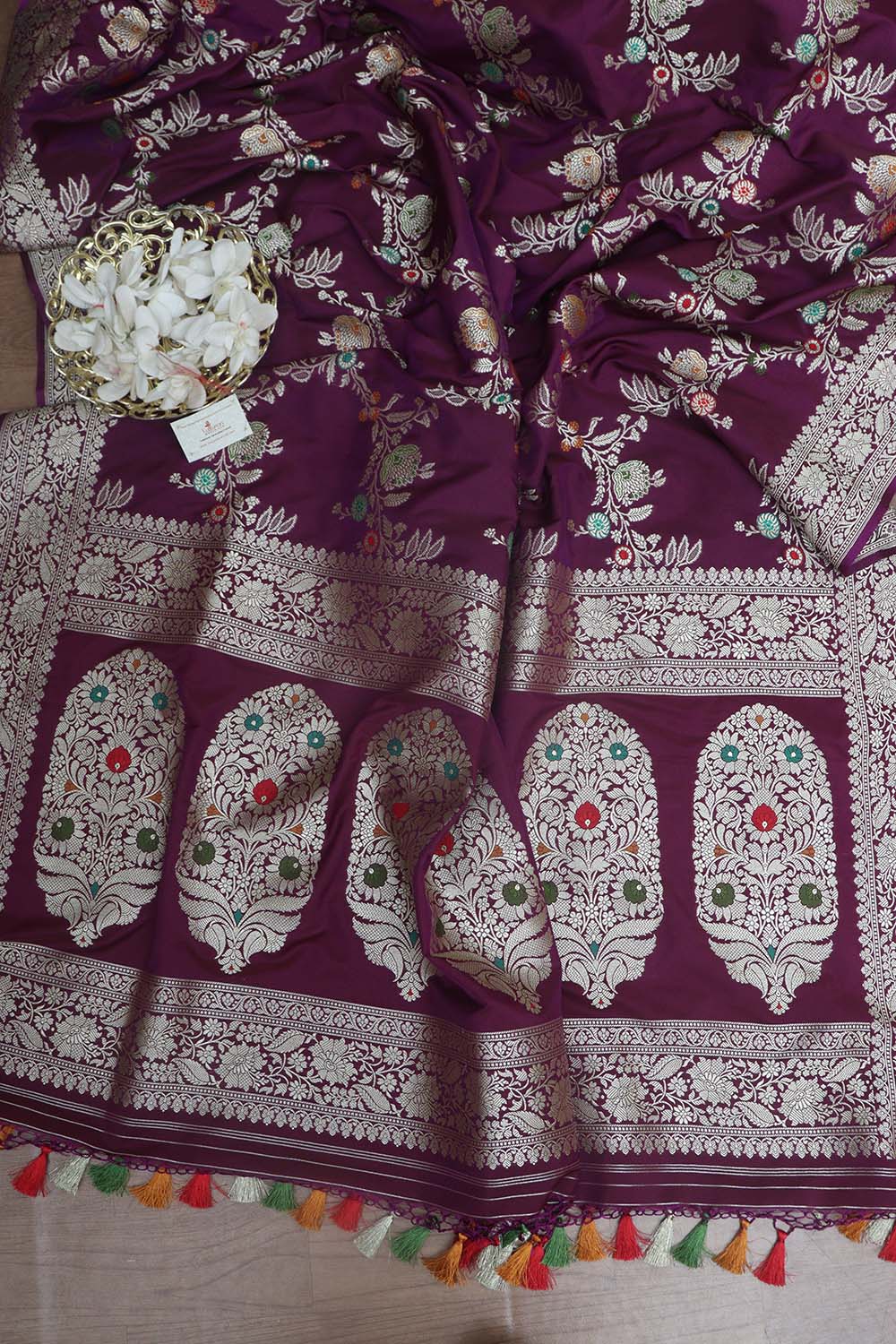 Elegant Purple Banarasi Silk Meenakari Saree - Luxurion World