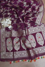 Elegant Purple Banarasi Silk Meenakari Saree - Luxurion World