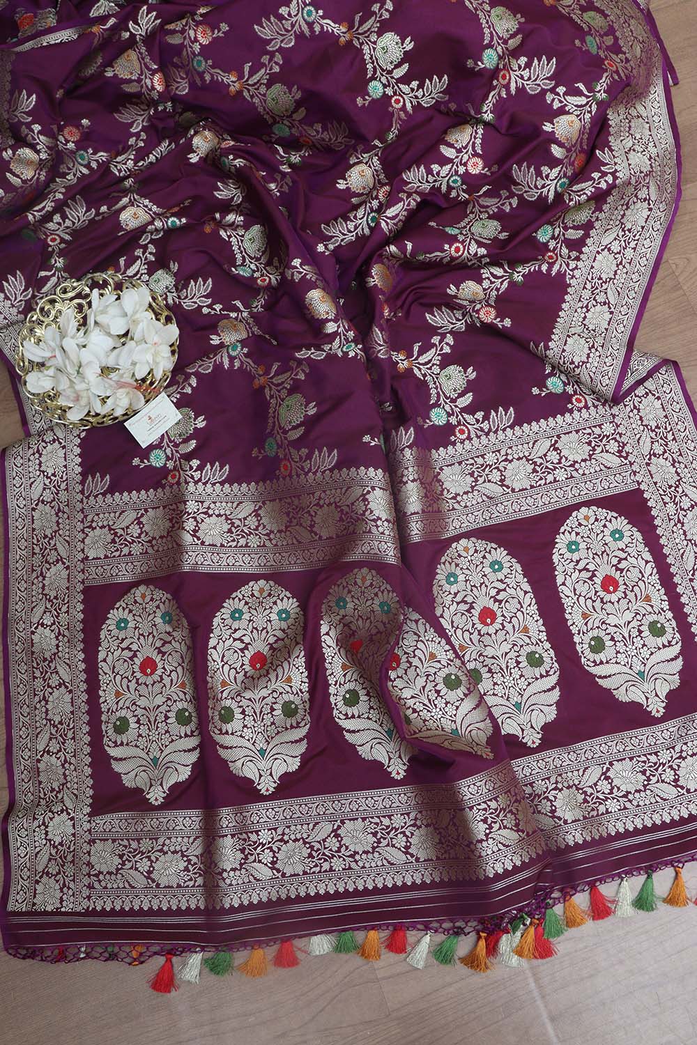 Elegant Purple Banarasi Silk Meenakari Saree - Luxurion World