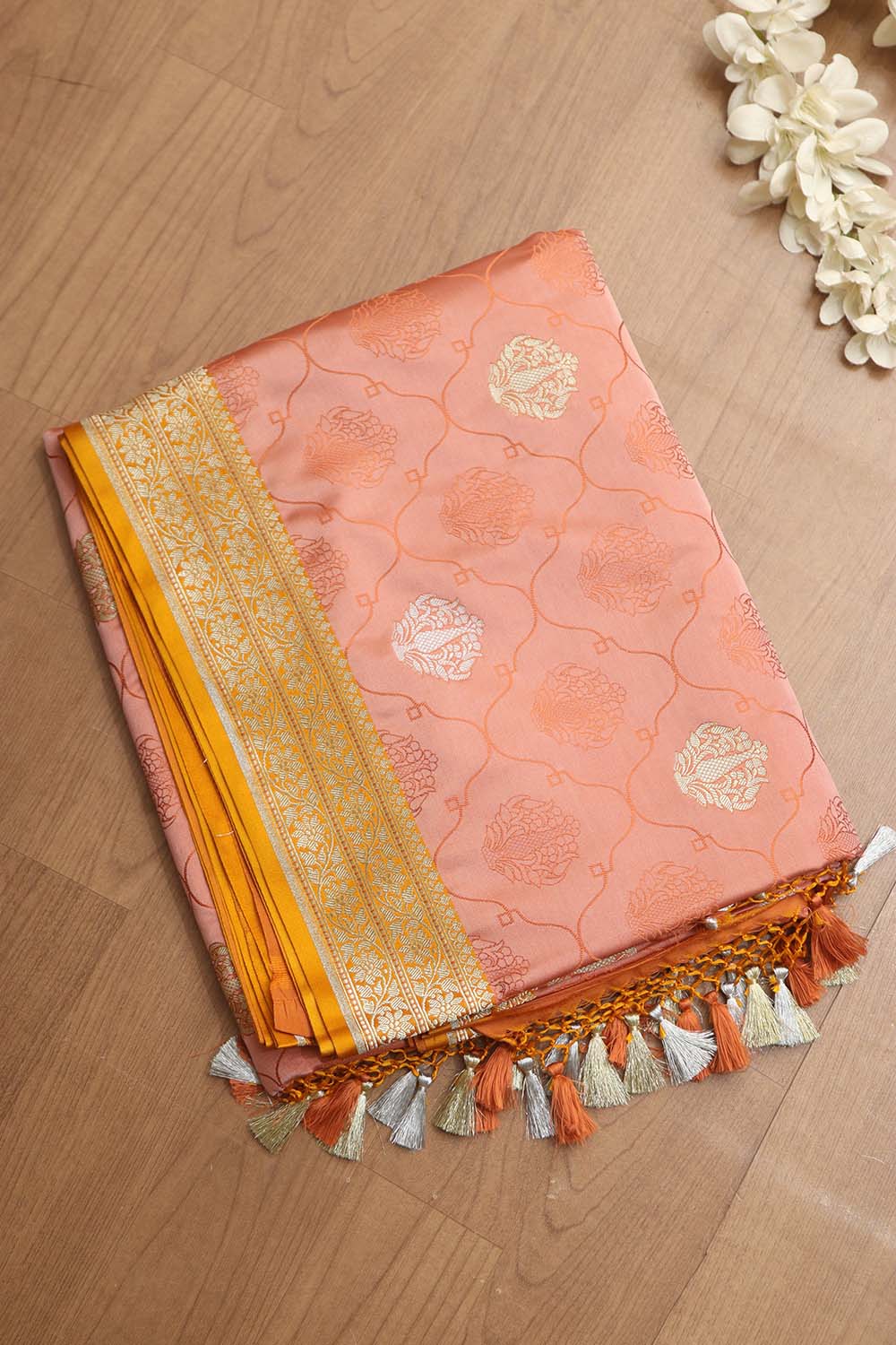 Peach Banarasi Silk Saree: Elegant and Timeless - Luxurion World