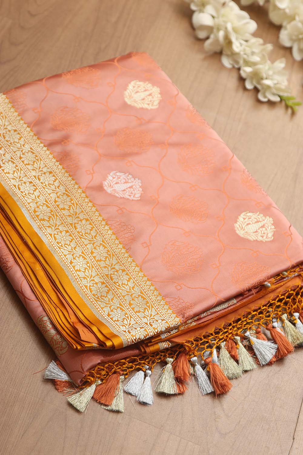 Peach Banarasi Silk Saree: Elegant and Timeless - Luxurion World