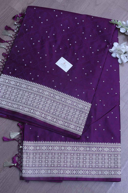 Exquisite Purple Banarasi Silk Saree - Luxurion World