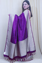 Exquisite Purple Banarasi Silk Saree - Luxurion World