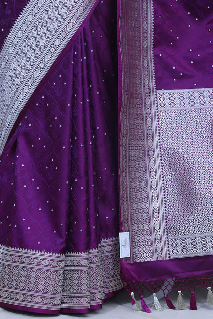 Exquisite Purple Banarasi Silk Saree - Luxurion World