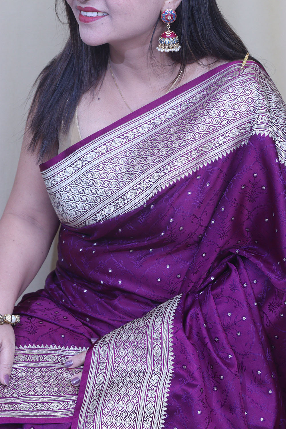 Exquisite Purple Banarasi Silk Saree - Luxurion World