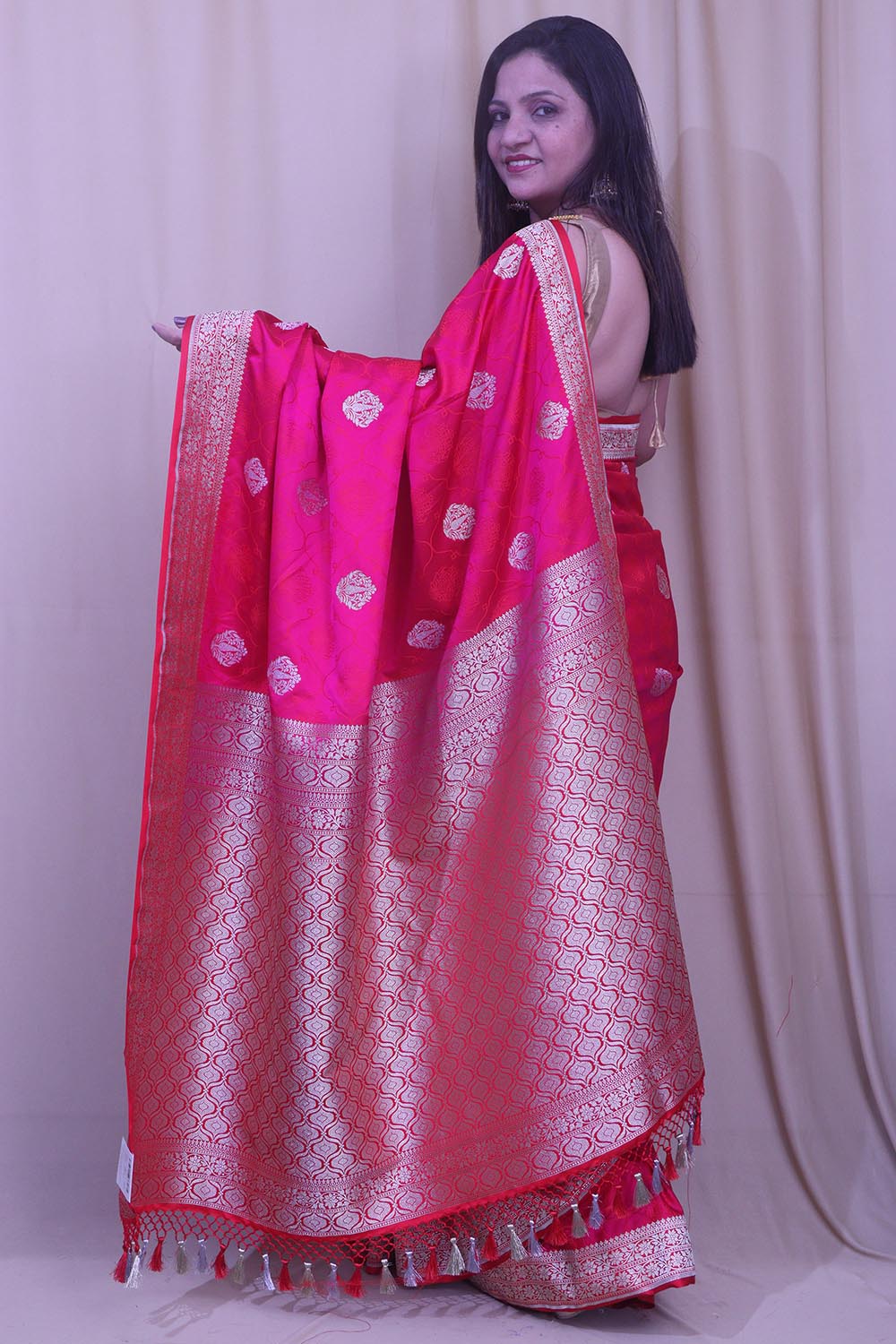 Pretty in Pink: Banarasi Silk Saree - Luxurion World