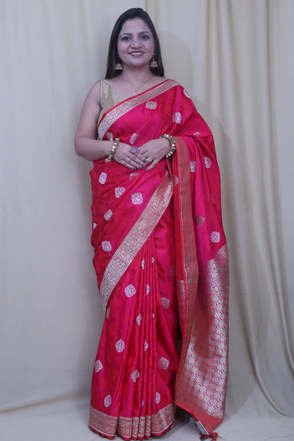 Pretty in Pink: Banarasi Silk Saree - Luxurion World