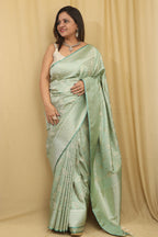 Emerald Elegance: Green Banarasi Silk Saree - Luxurion World