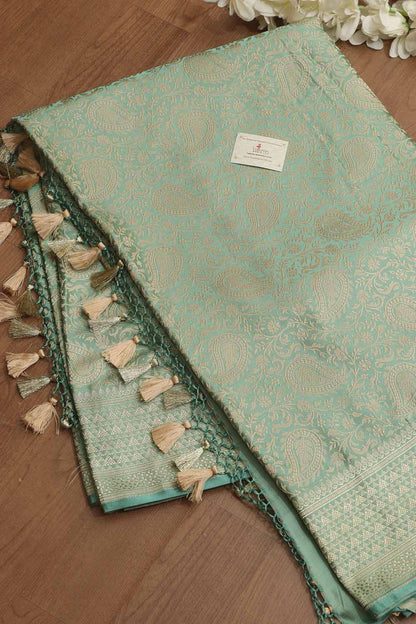 Emerald Elegance: Green Banarasi Silk Saree - Luxurion World