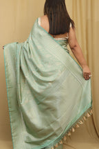 Emerald Elegance: Green Banarasi Silk Saree - Luxurion World