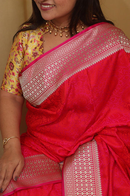 Pretty in Pink: Banarasi Silk Saree - Luxurion World