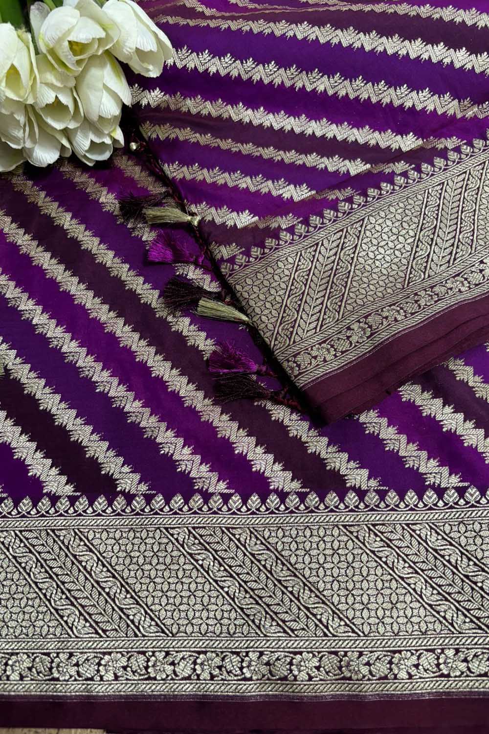 Elegant Purple Banarasi Silk Saree - Perfect for Any Occasion - Luxurion World