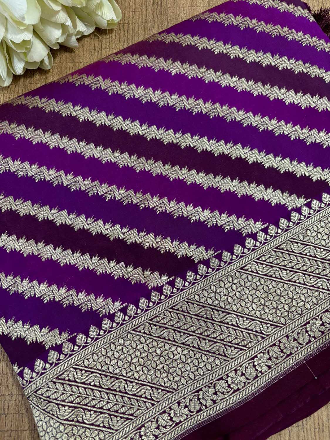 Elegant Purple Banarasi Silk Saree - Perfect for Any Occasion - Luxurion World