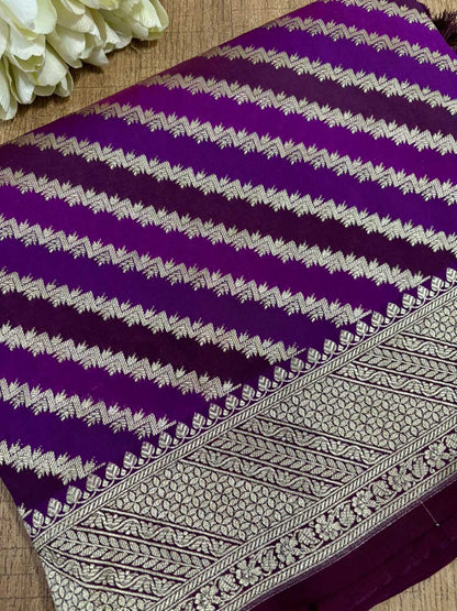 Elegant Purple Banarasi Silk Saree - Perfect for Any Occasion - Luxurion World
