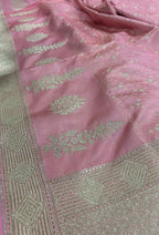 Pink Banarasi Silk Flower Design Saree