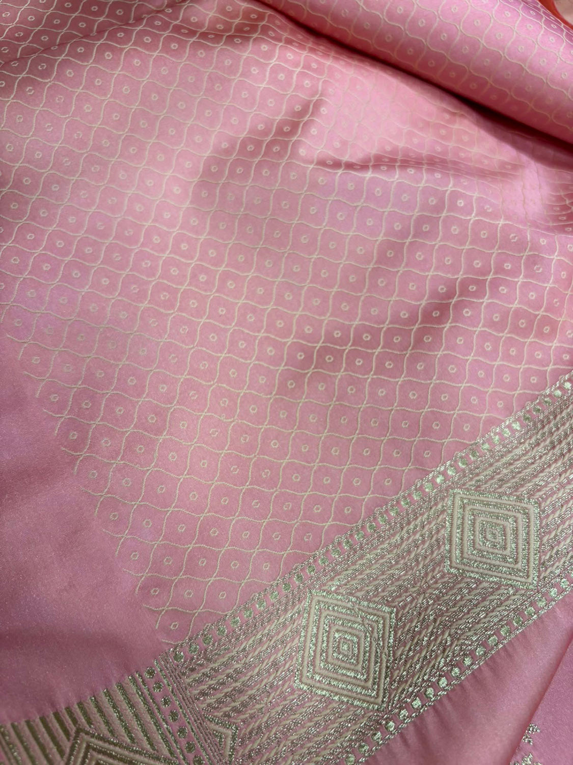 Pink Banarasi Silk Flower Design Saree