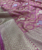 Pink Banarasi Silk Flower Design Saree