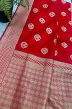 Red Banarasi Silk Flower Design Saree