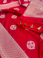 Red Banarasi Silk Flower Design Saree