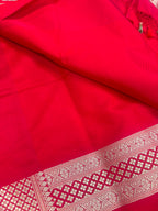 Red Banarasi Silk Flower Design Saree