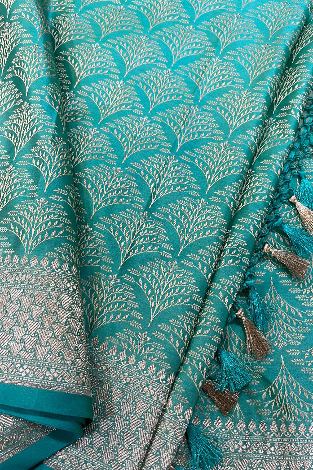 Blue Banarasi Mashru Silk Saree — Handwoven, Festive & Wedding