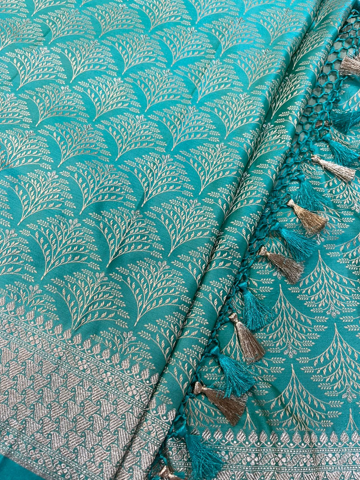 Blue Banarasi Mashru Silk Saree — Handwoven, Festive & Wedding
