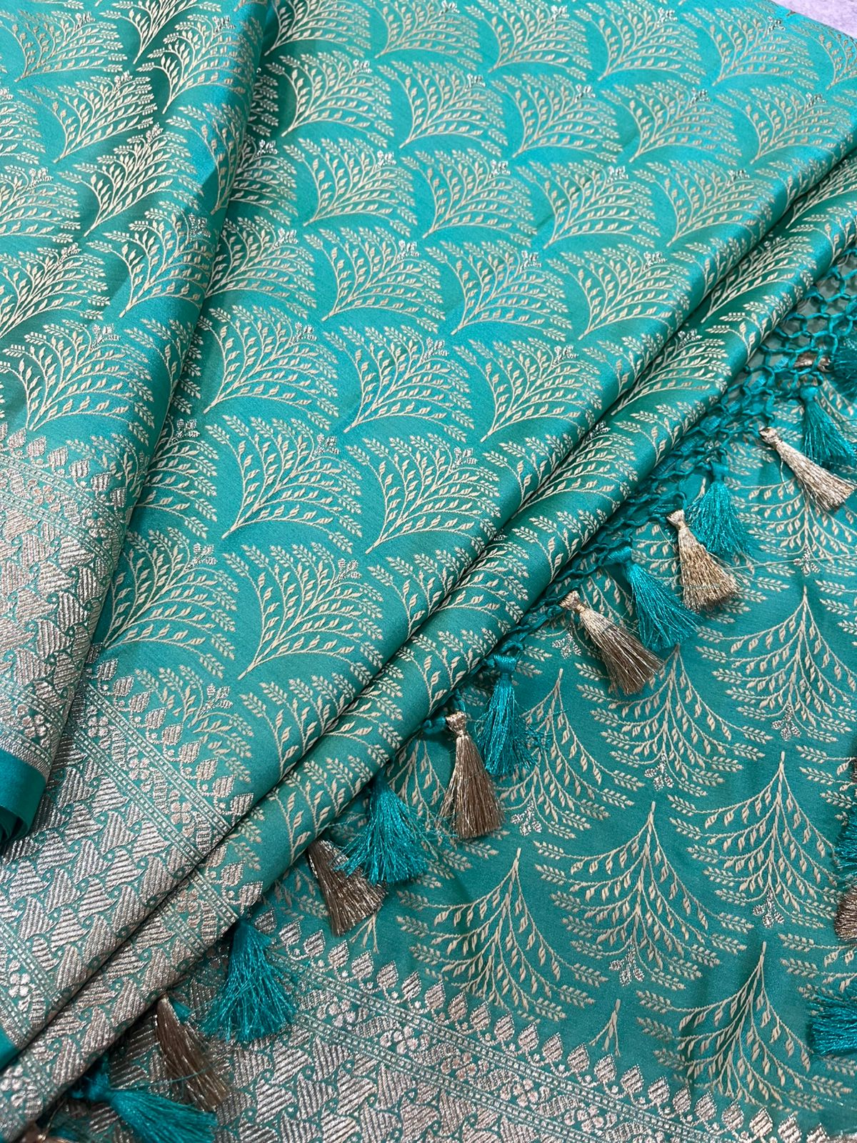 Blue Banarasi Mashru Silk Saree — Handwoven, Festive & Wedding