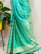 Blue Banarasi Mashru Silk Saree — Handwoven, Festive & Wedding